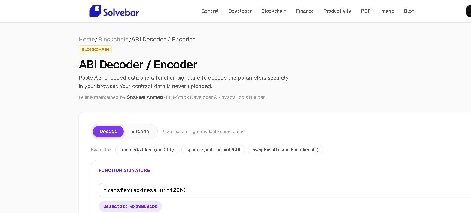 ABI Decoder/Encoder: Read Any Calldata, Build Any Function Call, Right in Your Browser