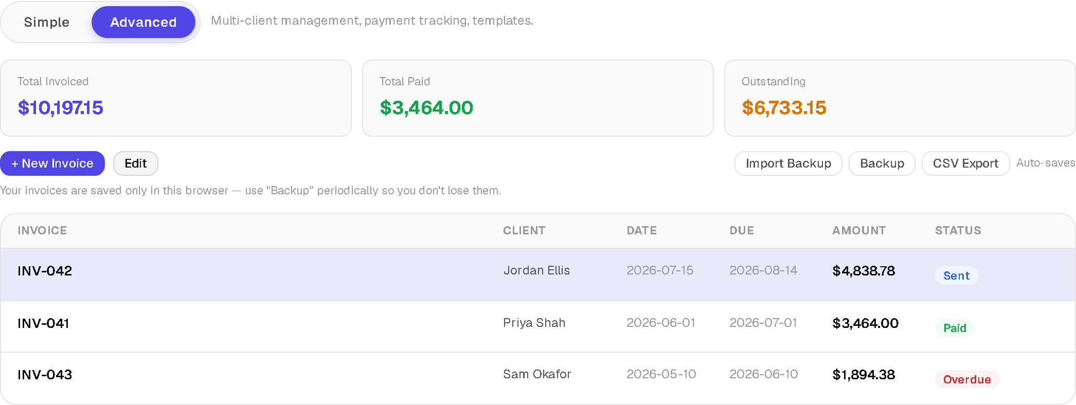 invoice generator advanced